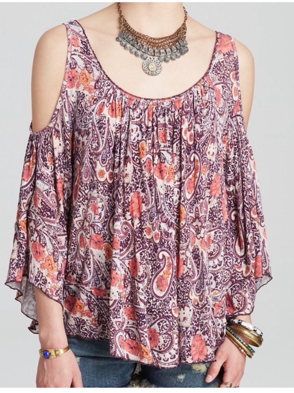 Free People Hummingbird Chloe Cold Shoulder Top